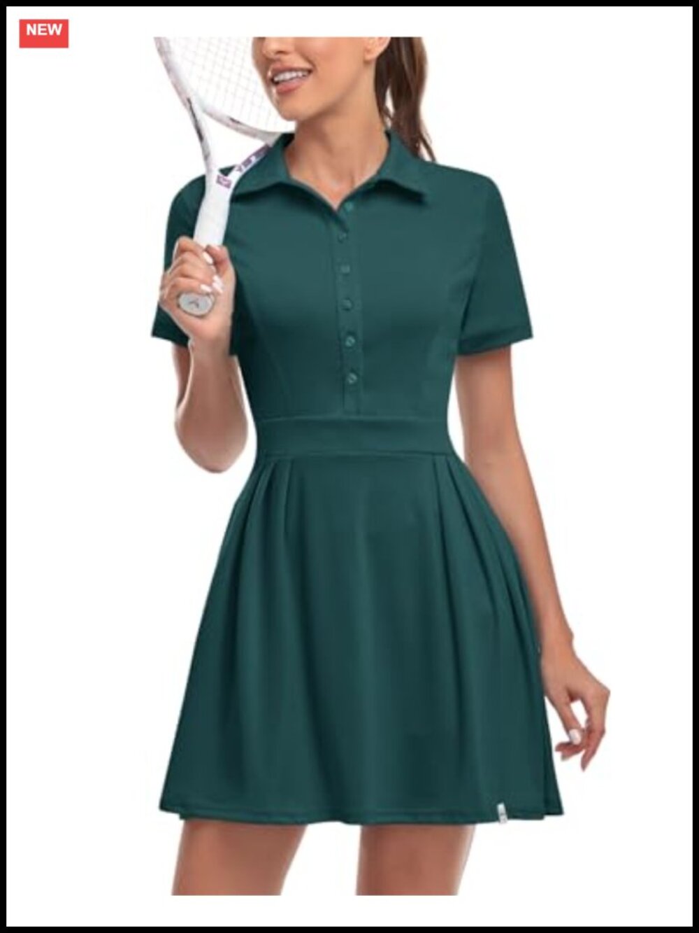 Women's Polo Tennis Golf Dress Built-in Shorts Pleated Athletic